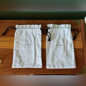 MEJURI Two White Jewelry Cotton Dust Bag  10x6”